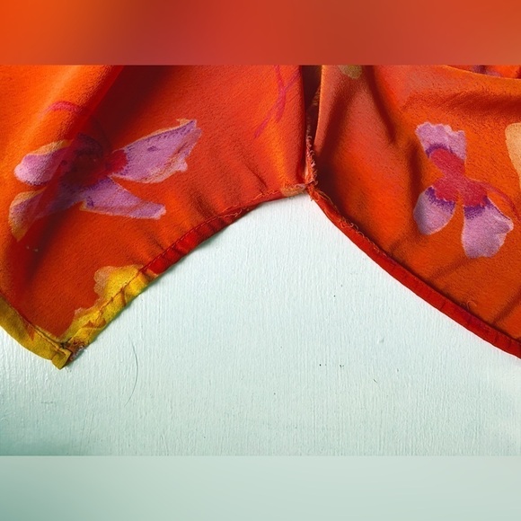 Esmerelda Fashions Vintage Colorful Floral Button Down Short Sleeve Shirt - Picture 11 of 13